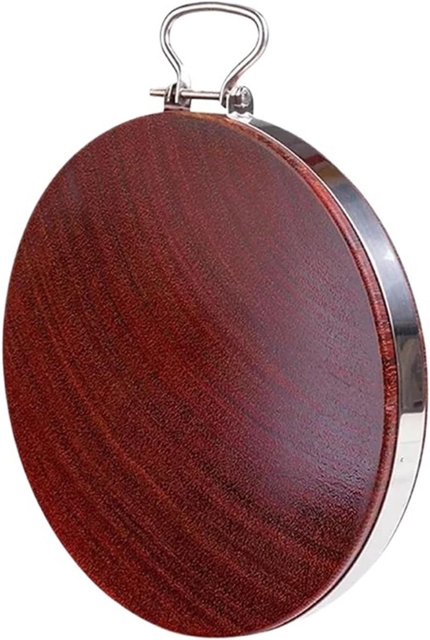 Double-Sided Round Iron Wood Cutting Board 5/6.5/8CM Thick With Tension Sleeve For Kitchen Food Prep(48X6.5CM)