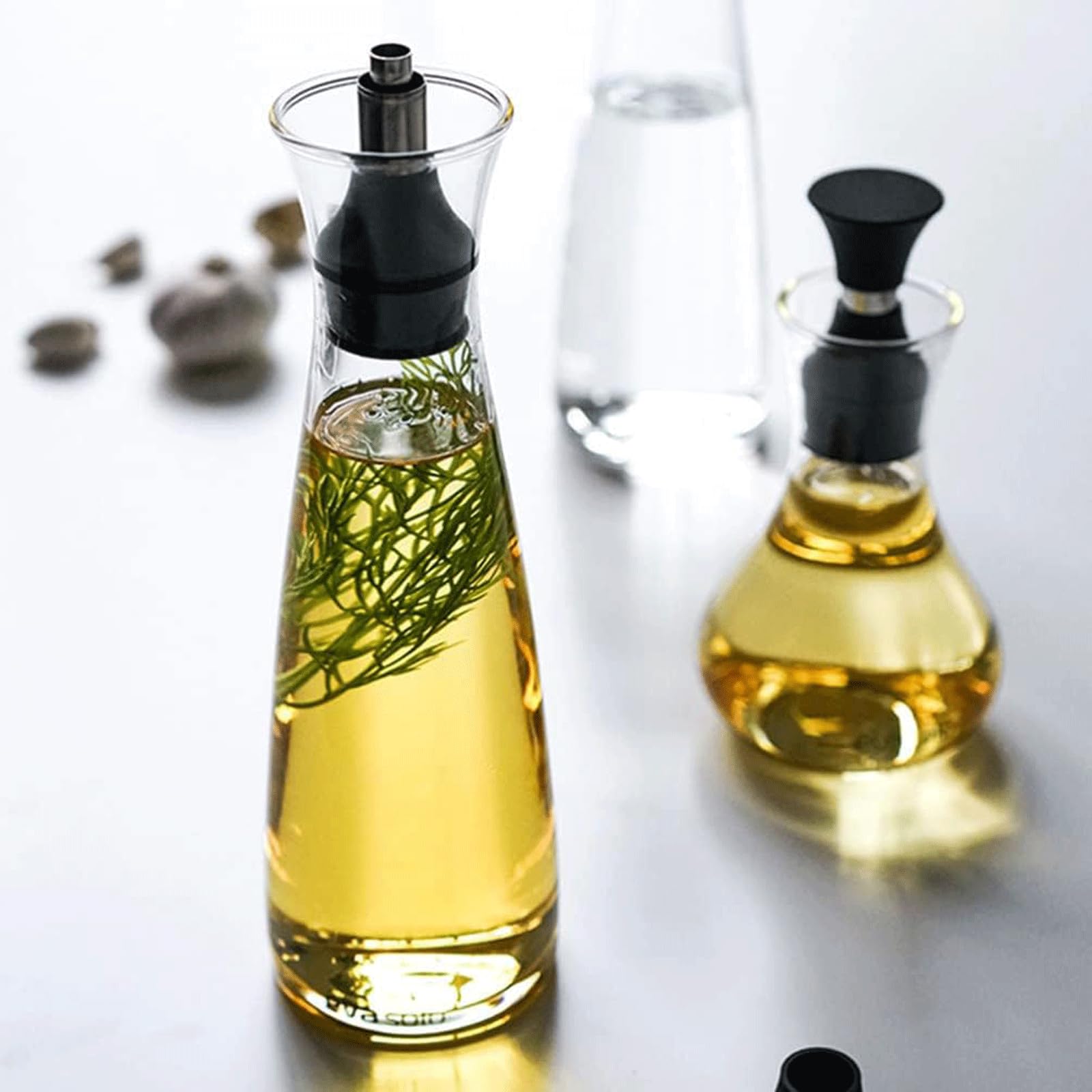 KRILLIQ Lattina di Olio Bottiglia di Olio sigillata Trasparente Bottiglia di Olio commestibile conica Bottiglia di Vetro per Olio e aceto per la Cottura in Cucina per Condimento