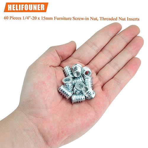 Miniatura 42 de 30 piezas de insertos roscados de 5/16"-0.709 x 0.787 in con llave hexagonal, insertos de madera, acero al carbono chapado en zinc azul