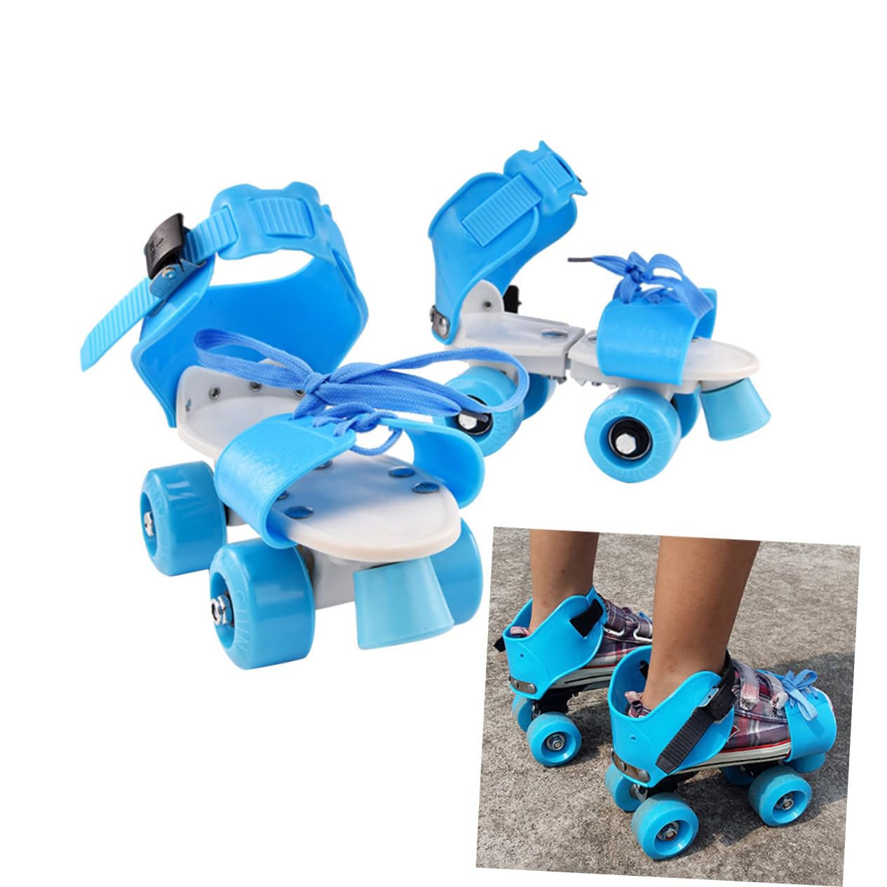 SUPVOX Boys and Girls Skate Shoes Four Wheels Blue Size 25-32 Sturdy and Comfortable