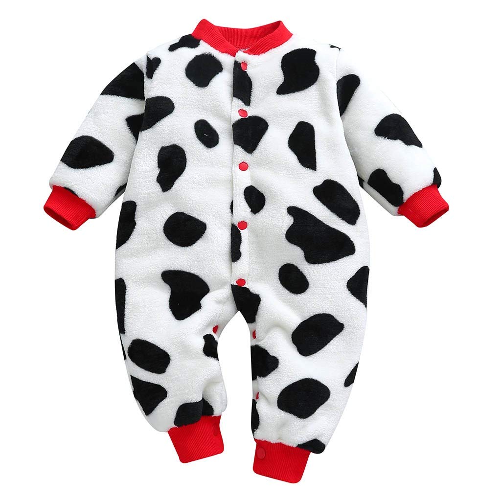 0-18Months,Zimuuy Newborn Infant Baby Girls Boys Cow Cartoon Leopard Print Jumpsuit Romper Clothes