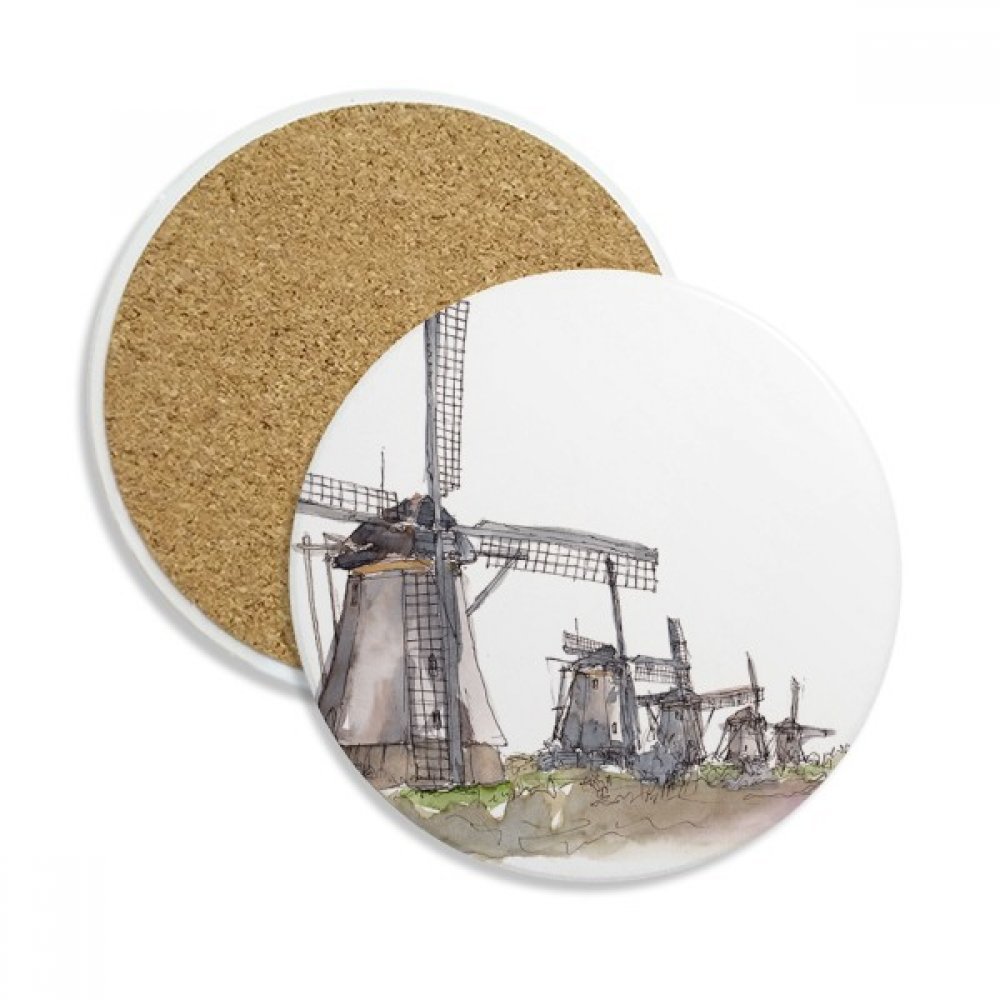 Dessous de verre céramique moulin à vent pour des moments café uniques