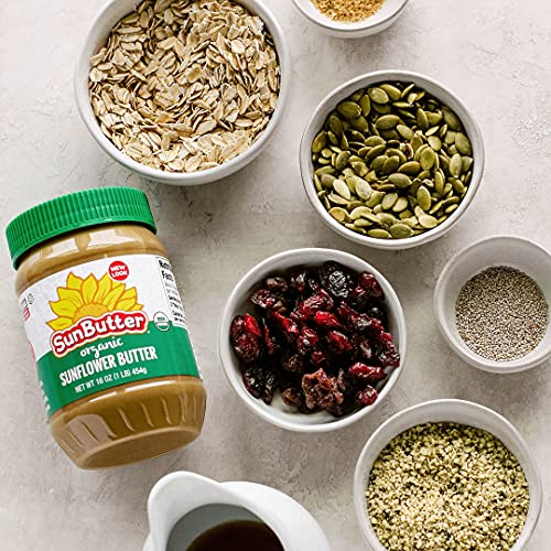 Sunbutter Creamy Organic Sunflower Seed Butter, 16 Ounce Plastic Jar (Pack 2) - With Exclusive By The Cup Sandwich Spreader #TOP4