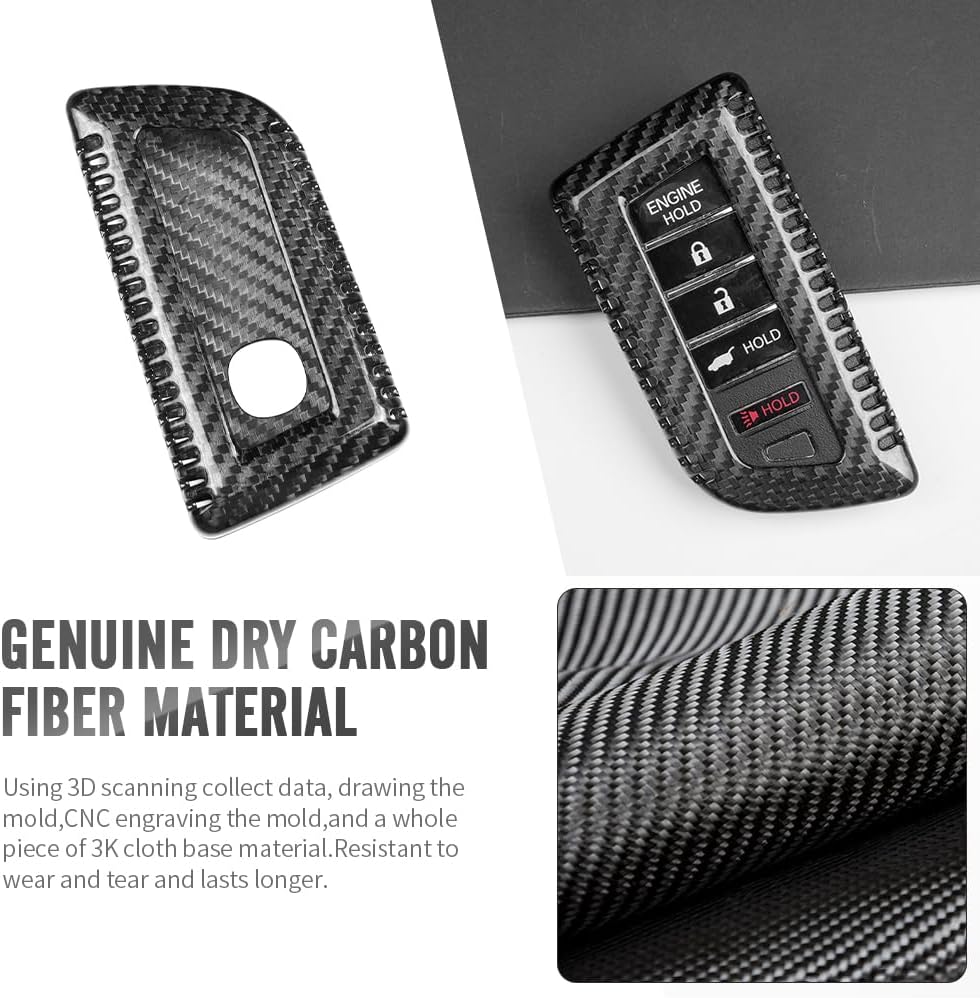 Carbon Fiber Key Fob Cover Case for Acura Integra Type S A-Spec MDX RDX TLX 2024 2025,Key Fob Shell Protective Cover (Black, W/ Engine Button Vent)