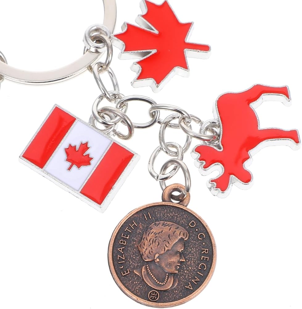 PRETYZOOM portachiavi con bandiera del Canada, simbolo portachiavi, anelli, uomini, donne, decorazioni, anello portachiavi, borsa, zaino, 4 pezzi (stile 1 + 2 pezzi ciascuno) Stile 1 + 2. 11 * 3 cm