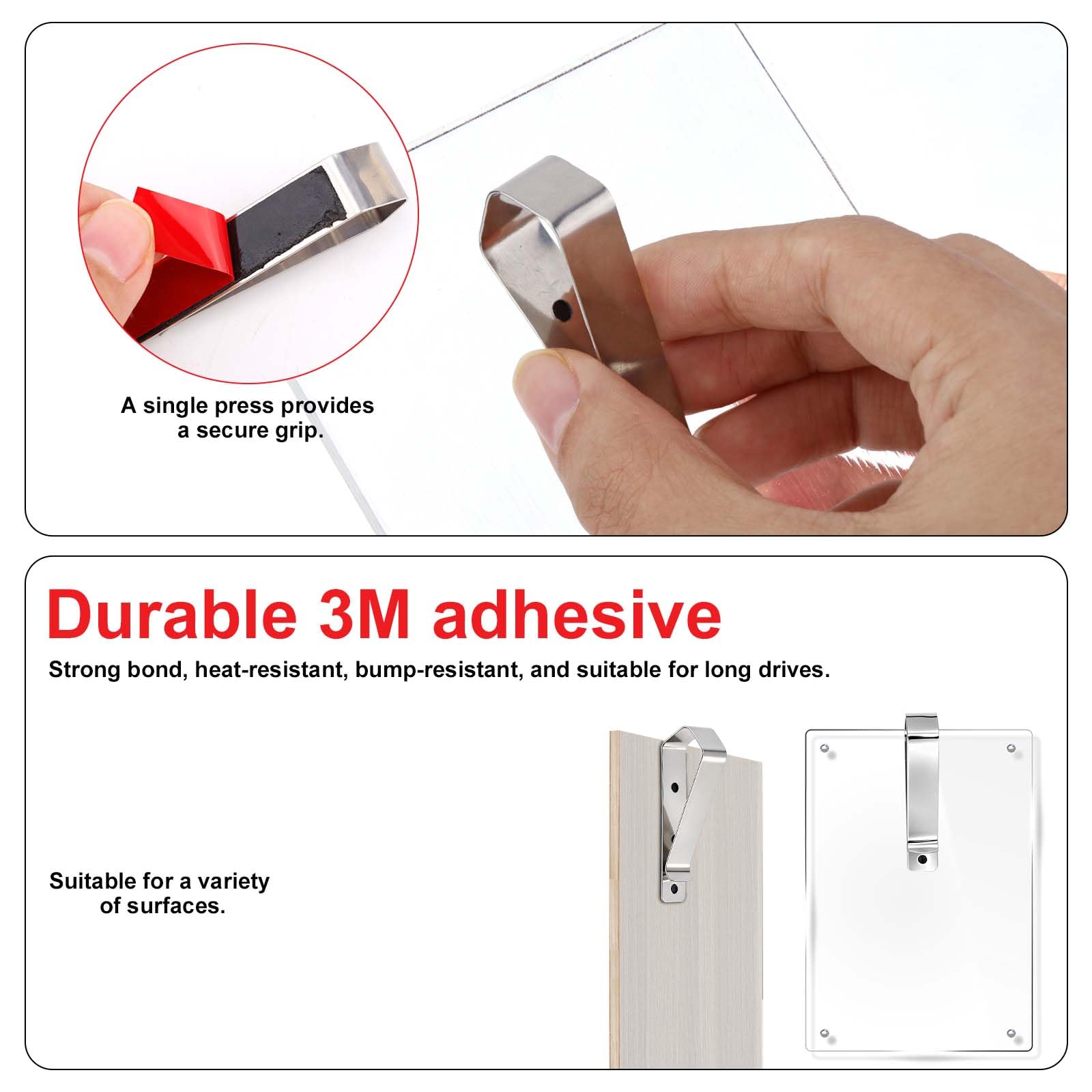 6pcs Stainless Steel Car Visor Clips, Sun Visor Clip DIY Mounting Kit Garage Door Opener Remote Clip Strong Hold Accessory for Cars Home Office Use - 5