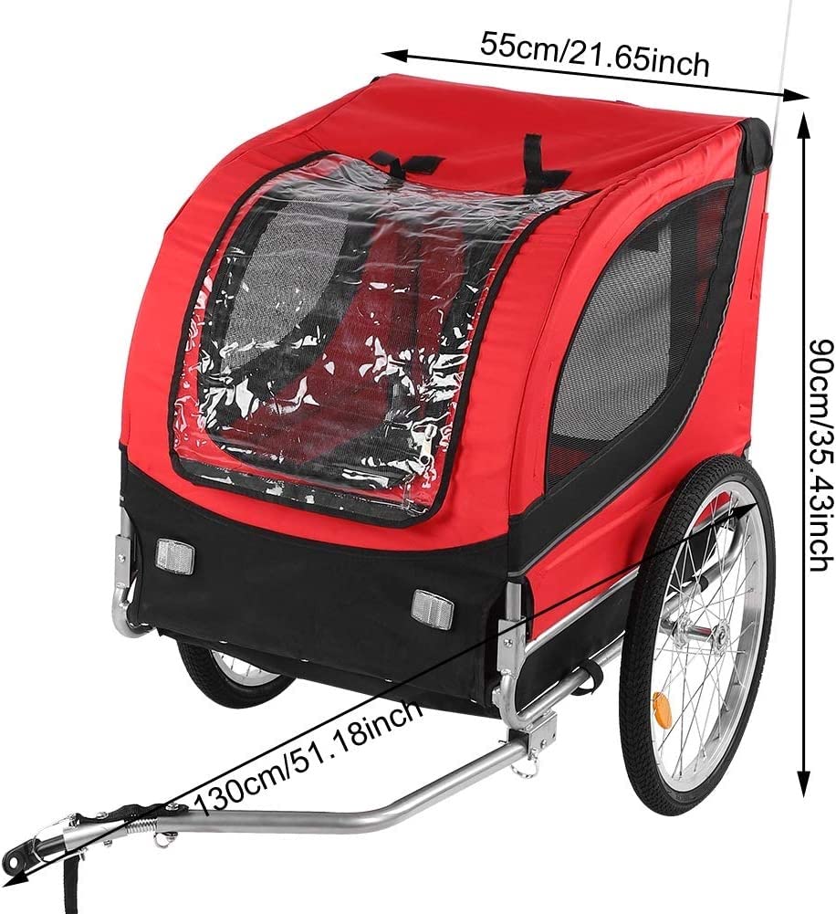 Rimorchio per bici Rimorchio per bici per animali domestici Carrello per bicicletta di sicurezza con rotolamento regolare per campeggio Escursionismo Camminare in bicicletta, con ruote da 20", tasch