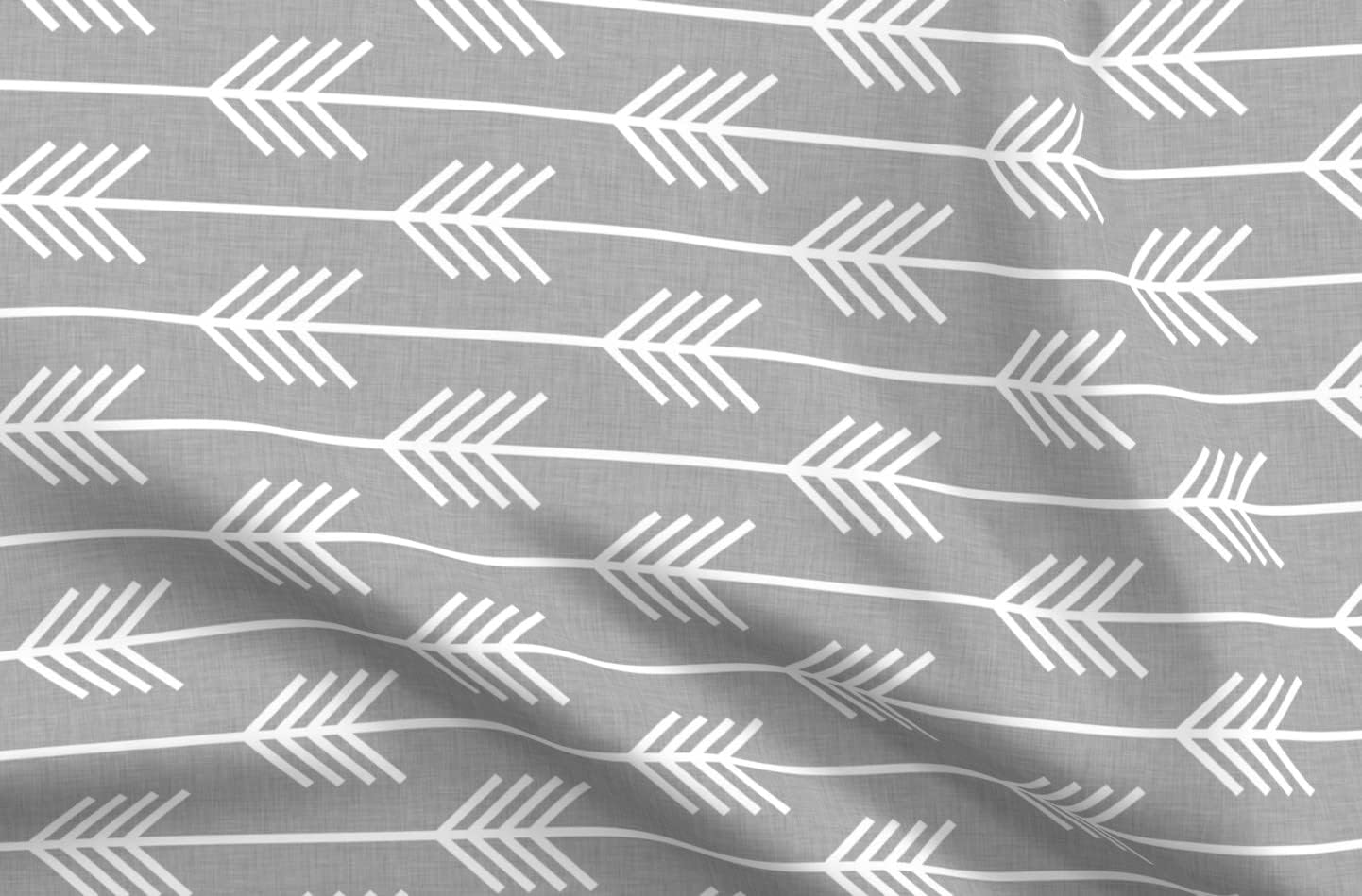 Spoonflower Fabric - Arrows Light Grey Horizontal Arrow Printed on Upholstery Velvet Fabric Fat Quarter - Upholstery Home Decor Bottomweight Apparel