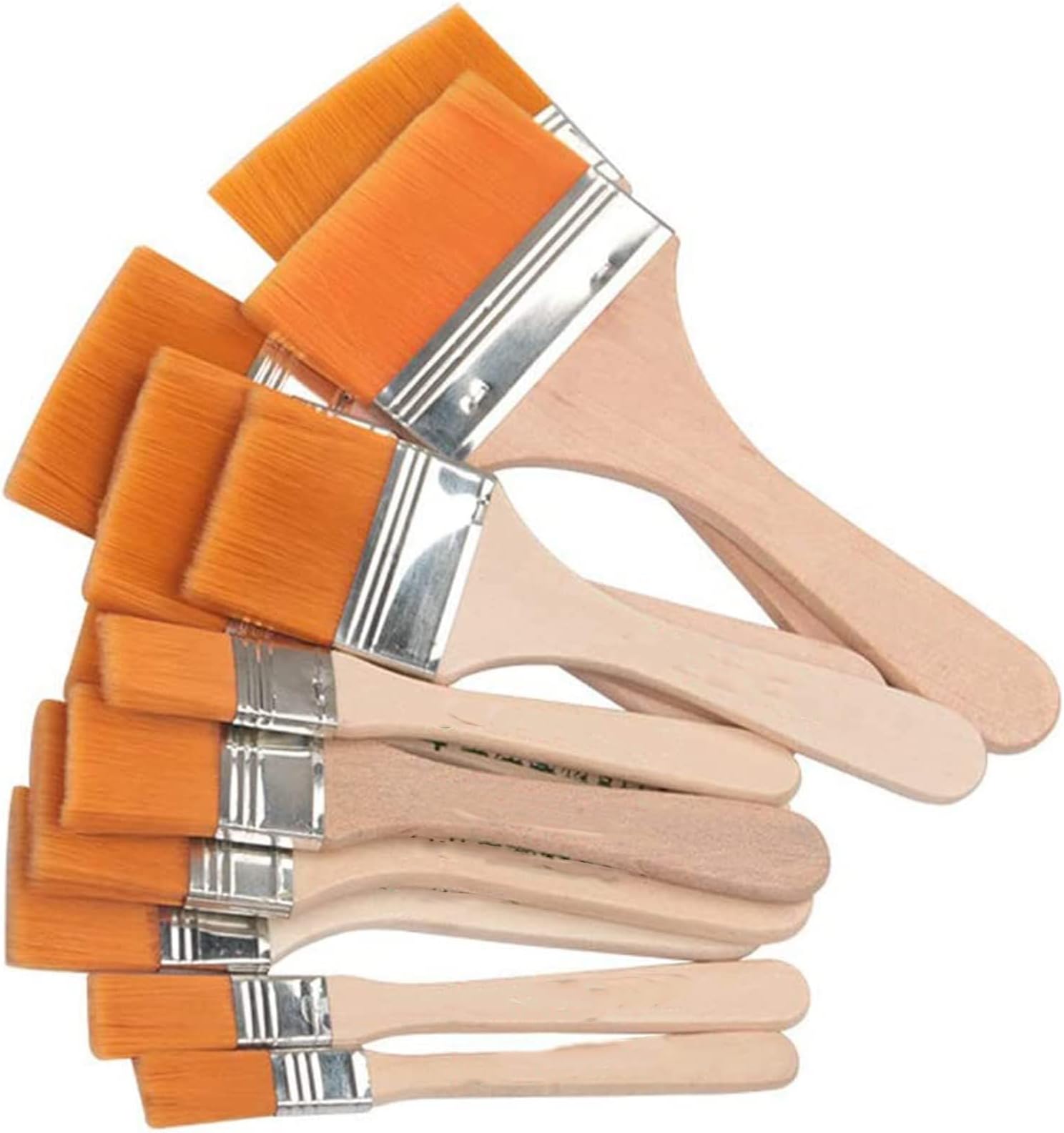 ELECDON Oil Painting Brush 12pcs / Set, Flat Nylon Hair Wooden Penholder Barbecue Brush Paint Brushes Art Supplies Watercolor Oil Painting Varnish Supply Brush Brushes Tools