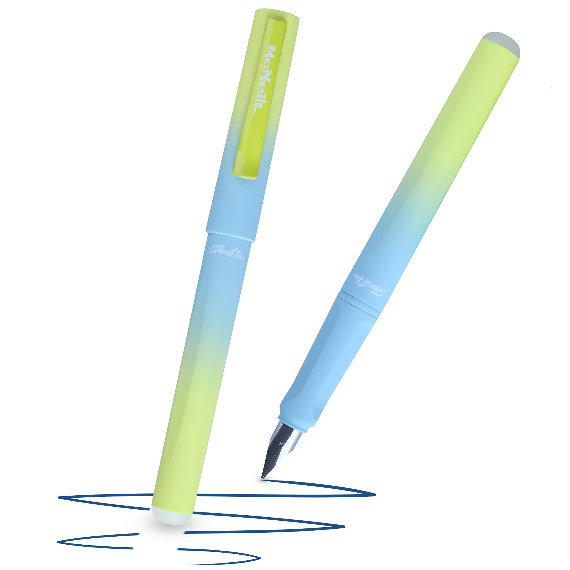 McNeill - Ghost Pen - Gradient - Erasable Fountain Pen for School and Everyday Use | For Right and Left-Handed Users | Thermal Erasable Ink, Ergonomic, Refillable (Gradient Turquoise)