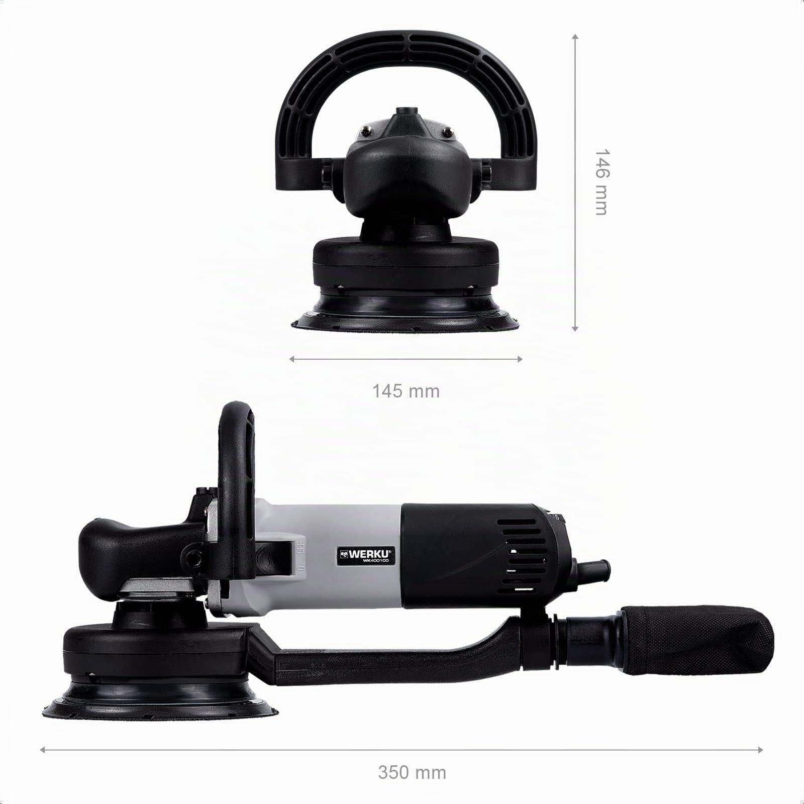 Werku WK400100, Lijadora Circular Rotorbital, Calidad Profesional, Potencia 710 W, Disco 150 mm, Órbita 4 mm, Incluye Colector Polvo