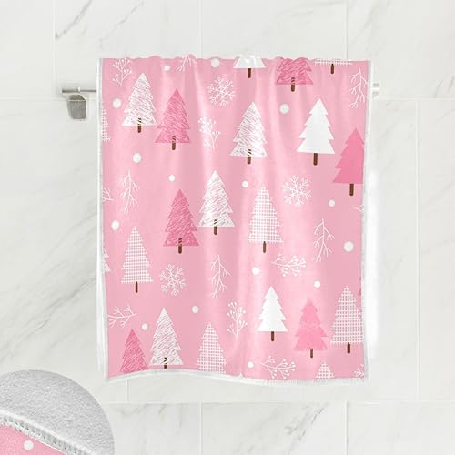 Miniatura 2 de Toalla de baño de manos rosa con árbol de Navidad, toalla de cocina de copo de nieve de invierno, decoración de vacaciones, grifo de baño, juego de
