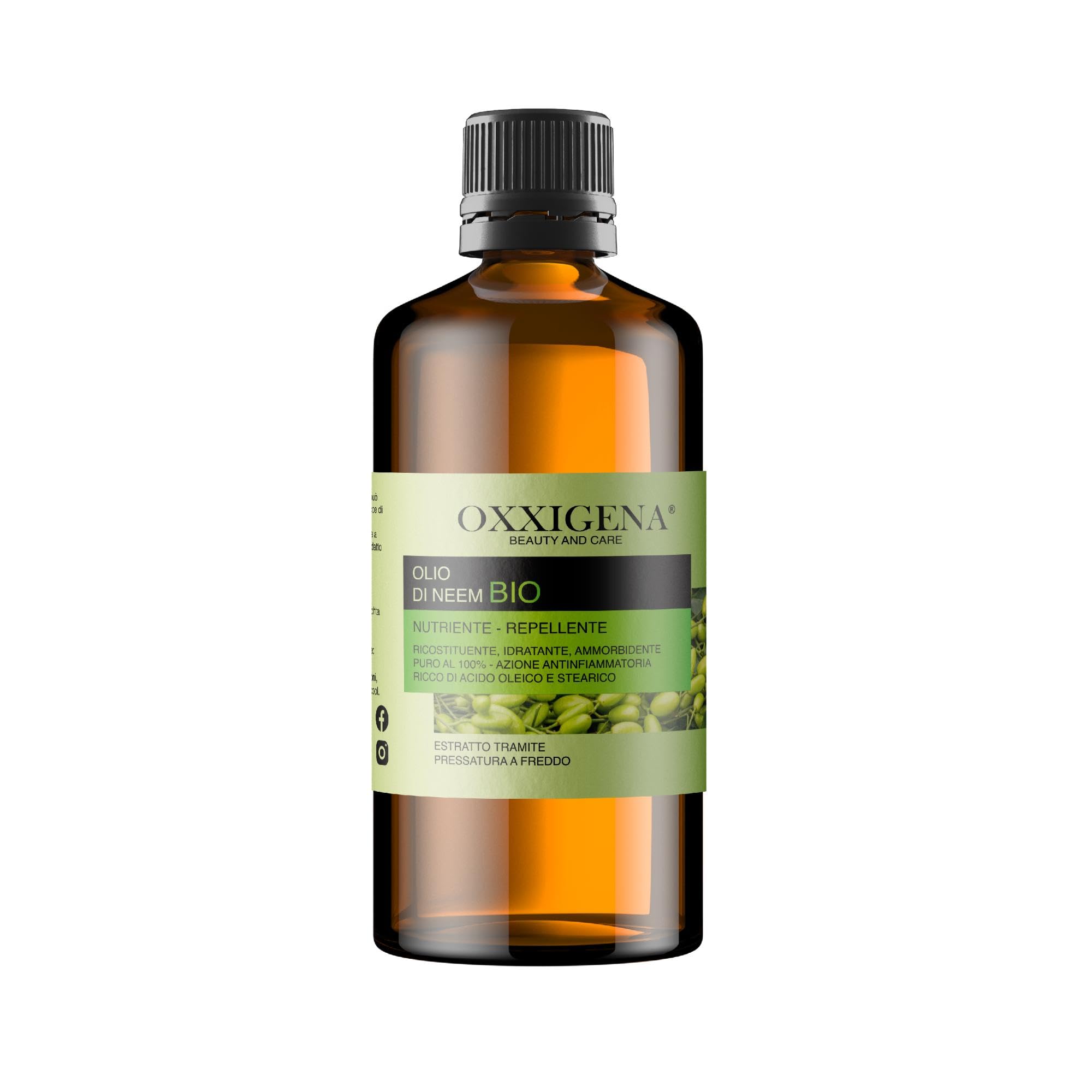 Oxxigena Aceite de Neem Orgánico Virgen 100% Puro - 500 ml - Prensado en Frío - Hidratante, Reconstituyente, Ideal para El Cabello, Piel - Vegano, sin OGM