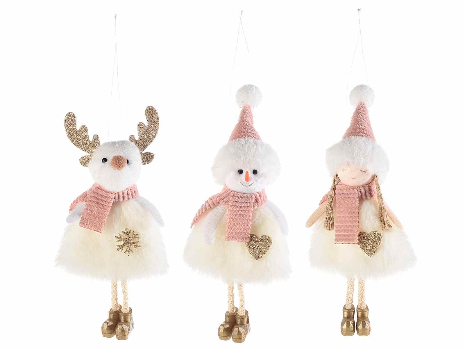 Gruppo Maruccia - Marionnettes de Noël à suspendre rembourrées - Décorations pour sapin de Noël, maison, vitrines - Lot de 9 décorations de Noël assorties
