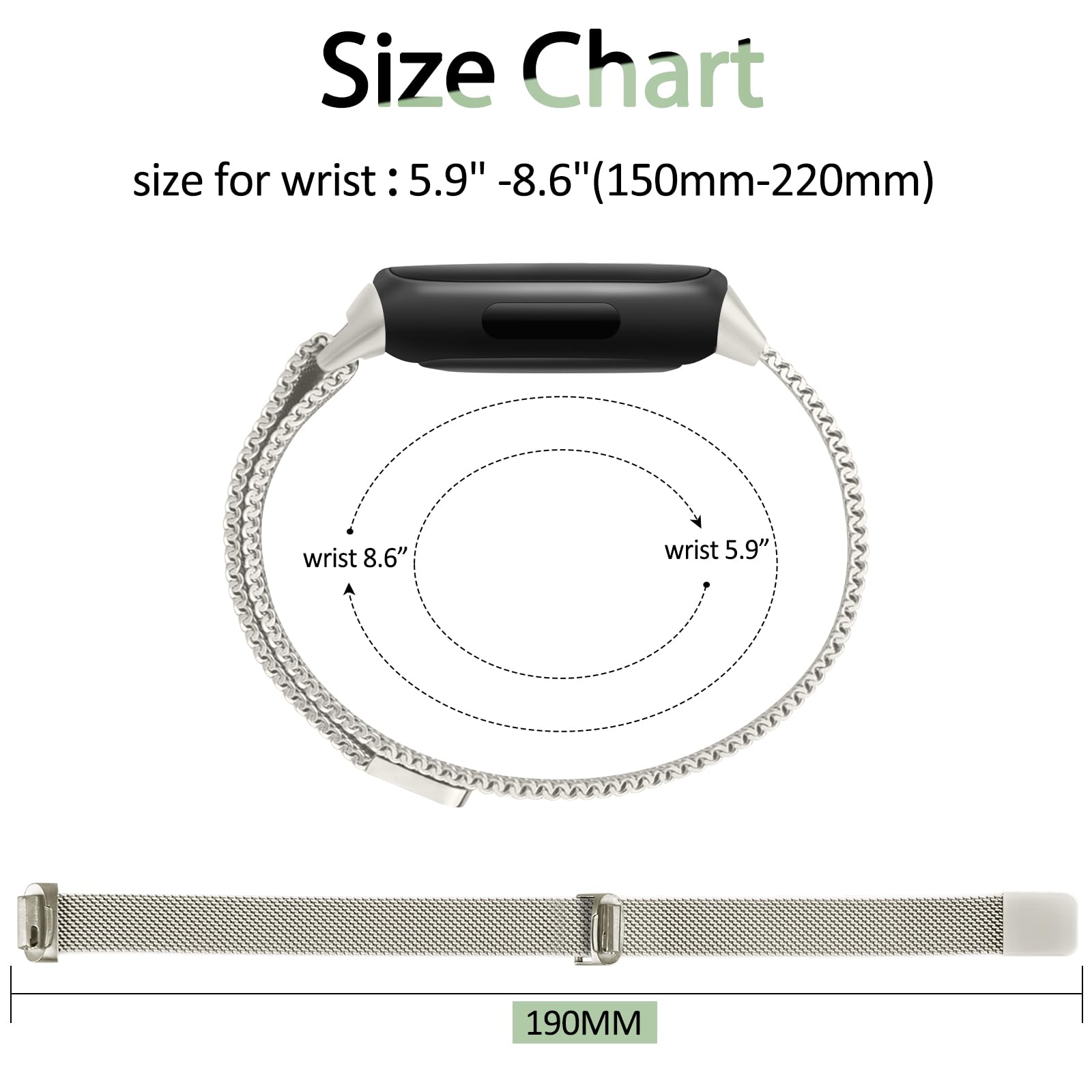 AK Metal Band Compatible with Fitbit Inspire 3 Bands Women Men, Stainless Steel Mesh Loop Replacement Bracelet Strap for Fitbit Inspire 3/2/Inspire HR Fitness Tracker (Starlight)