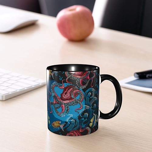 Miniatura 6 de Taza de café de pulpo divertida, taza de té de cerámica, regalos novedosos para oficina y hogar, mujeres, niñas, hombres, lavavajillas y microondas,