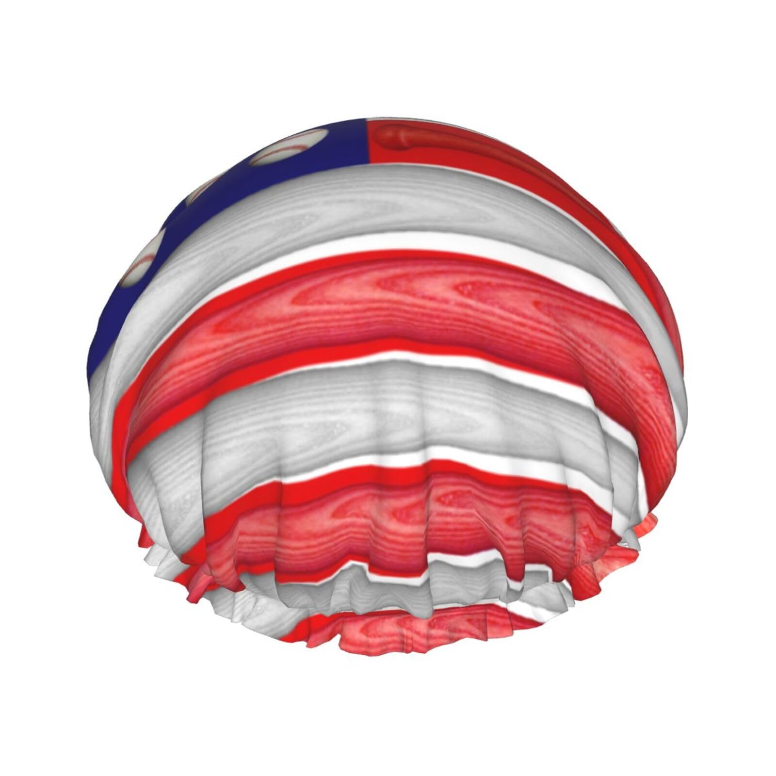 Bonnet de douche imperméable double couche anti-humidité à motif baseball imprimé