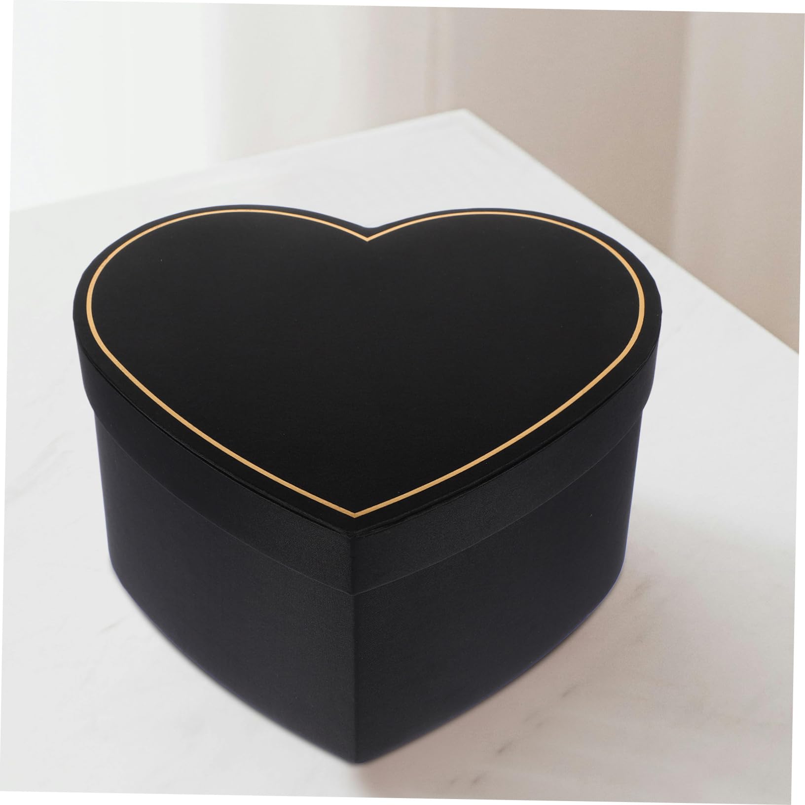 WEKAMOS Herzförmige Geschenkbox Schwarz mit Deckel Stoff Langlebig Aufbewahrungsbox für Kleine Gegenstände Geschenkverpackung für Alltag und Dekoration