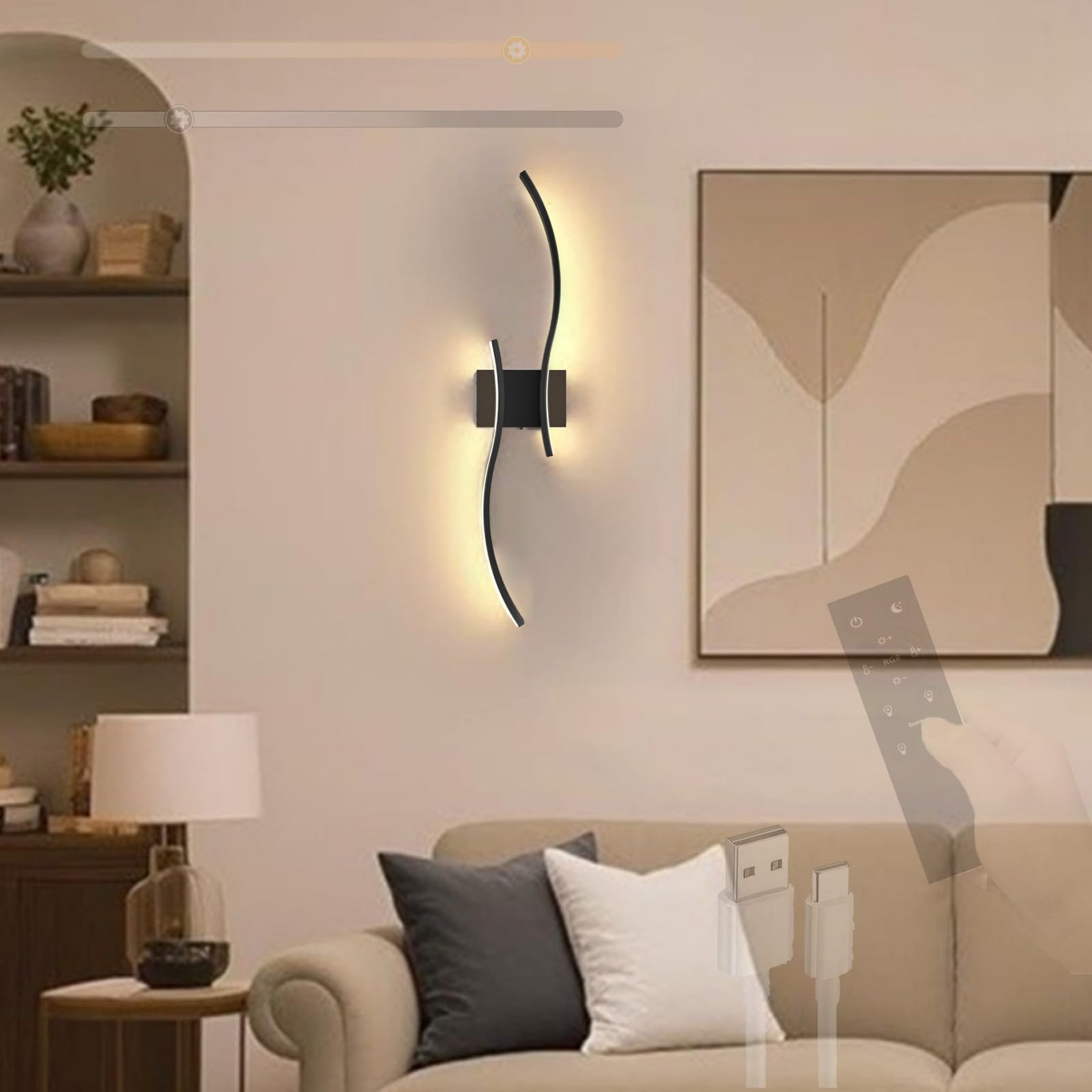 Lámparas de pared sin cable regulables con temperatura 3000K-6500K 8