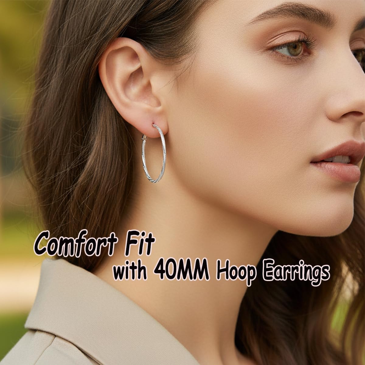 14K Gold/Silver Plated Twisted Hoop Earrings for Women - Sparkly Diamond-Cut Large Hoops with 925 Sterling Silver Post, Lightweight Hypoallergenic Trendy Jewelry Gifts (30mm / 40mm) - Image 9