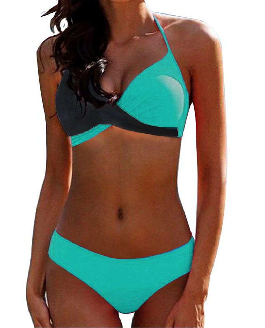 CheChury Bikinis Mujer 2024 Push Up Halter Bikini Traje de baño Acolchado Bra Tops y Braguitas Bikini Sets Talla Grande Bañador Vacaciones