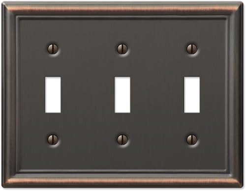 Miniatura 20 de Amerelle 149RBN 1 placa de pared con interruptor, 1 salida dúplex, níquel cepillado (Paquete de 2) Bronce Envejecido,cepillado níquel