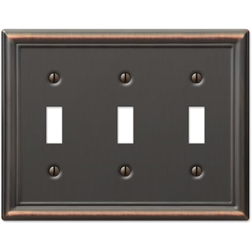 Amerelle 149TTTDB Chelsea Wallplate, 3 Toggle, Steel, Aged Bronze, 1-Pack