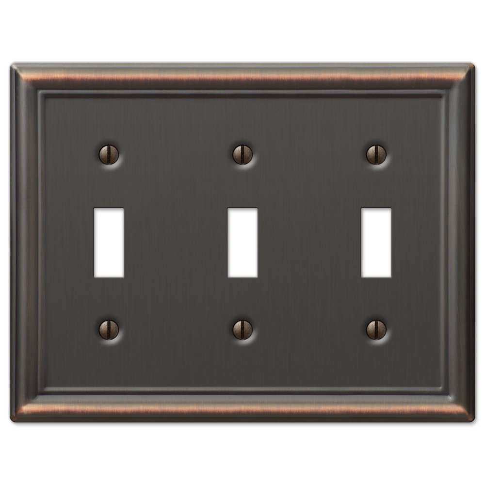Amerelle 149TTTDB Chelsea Wallplate, 3 Toggle, Steel, Aged Bronze, 1-Pack