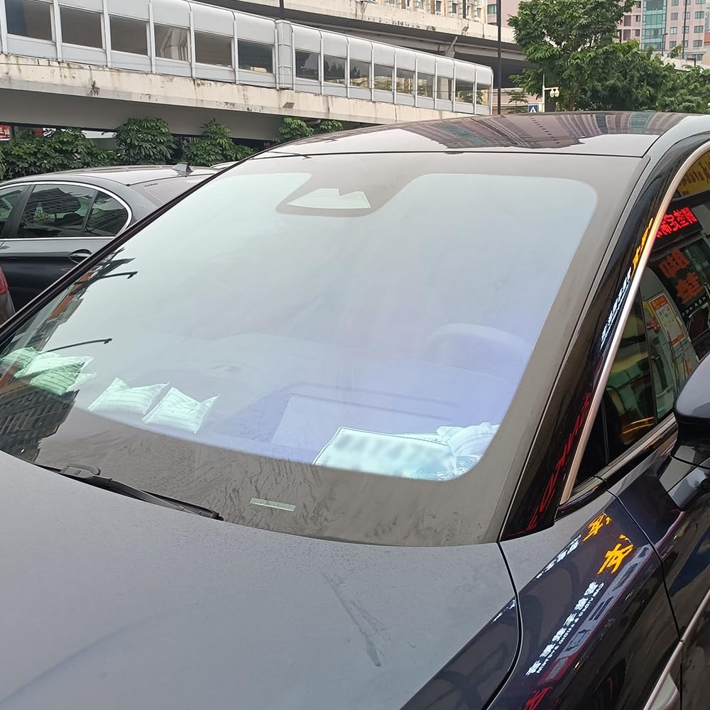 Blueshyhall Auto Tönungsfolie 80% VLT Hell Blau, Solarfolie UV-Schutz Auto Fenster Folie, Autofenster Wärmeschutz Sonnenschutzfolie für Heckscheibe Seitenfenster Dach Fenster Innen (100 x 300 cm)