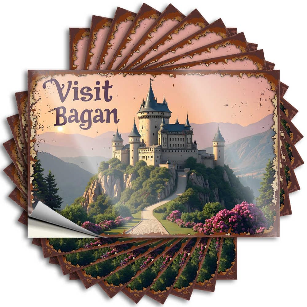 Dorm Decorations Mini Bumper - Visit Bagan: A Fairytale Castle Amidst Scenic Mountains Removable Decal Cover Easy Peel for Birthday(8X12CM)