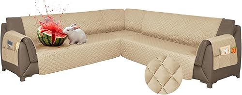 Vista 9 de Fundas para sofá seccional, impermeables, 6 piezas, fundas de sofá en forma de L, lavables, antideslizantes, fundas para sofá seccional, suaves