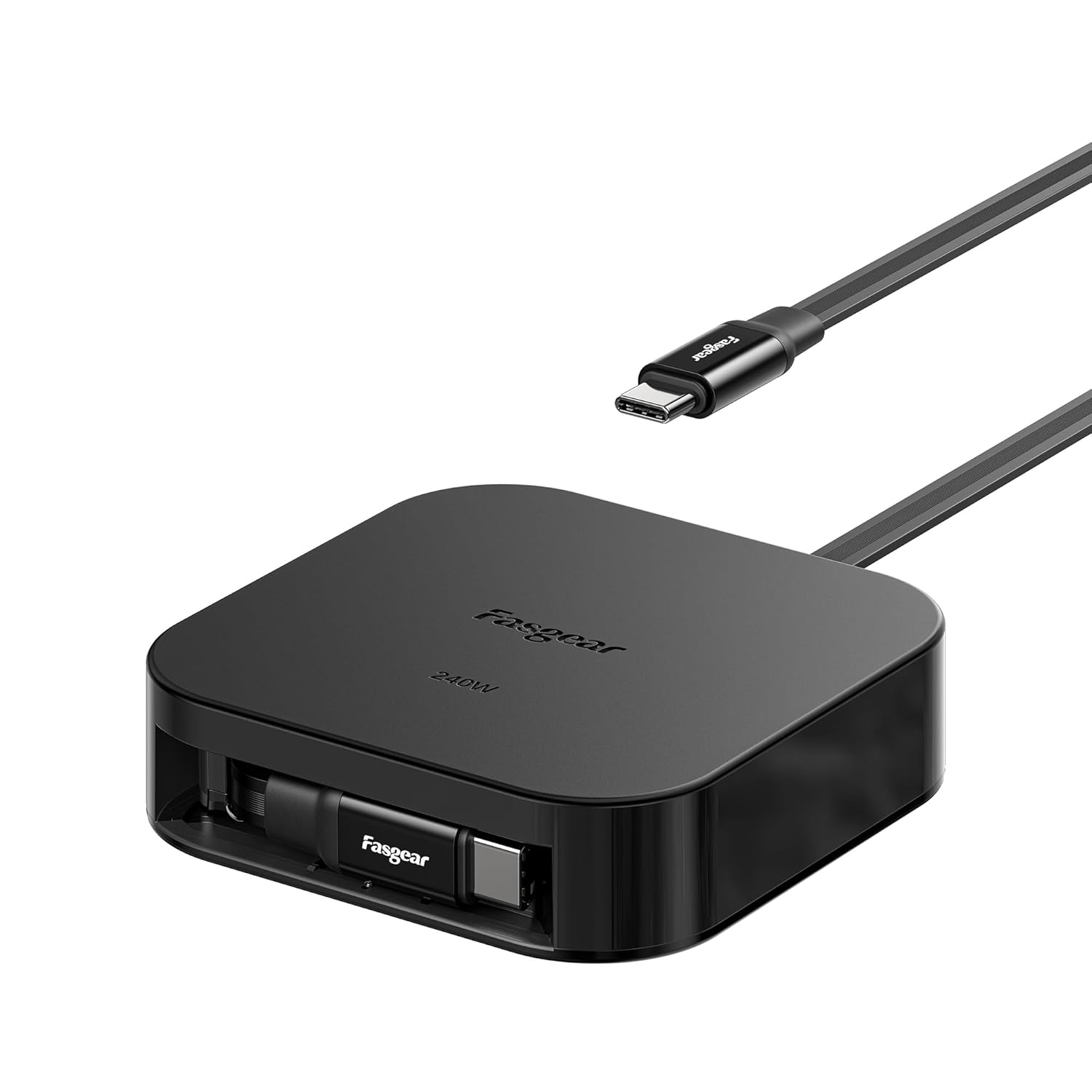 Fasgear 240W USB C to USB C Retractable Cable 6.6ft - 5A PD/PPS Fast Charging USB 2.0 Type C Cord Compatible with iPhone 17, MacBook Pro M4, Galaxy S25 Ultra, Huawei Mate 80 (Black)