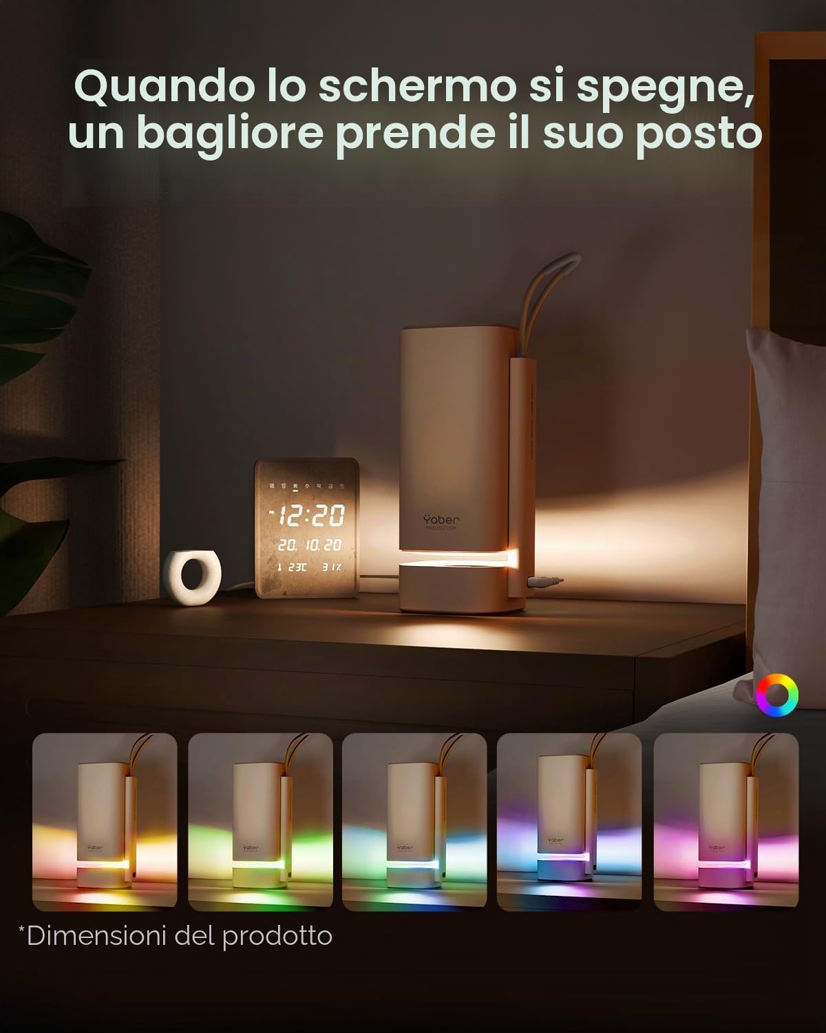 Mini videoproiettore【Applicazione integrata/Dolby Audio/Turbosonic】 Yaber T1 Pro 1080P FHD e HDR10, Proiettore portatile Punto Automatico/Correzione Trapezoidale, Retroproiettore Home Theater