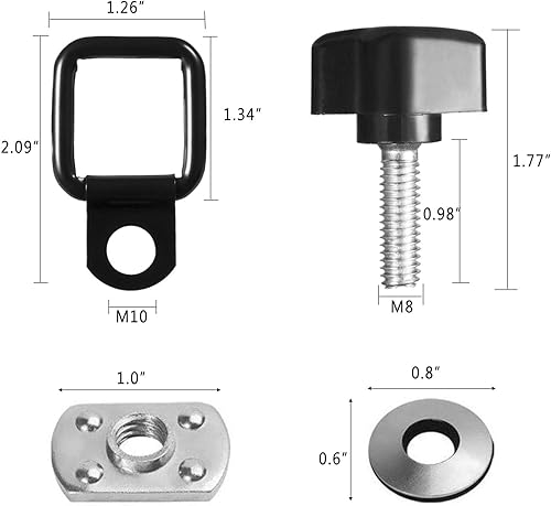 Miniatura 4 de Tuerca de tornillo universal de extracción rápida de tapa dura + anillos en D de amarre compatibles con Wrangler YJ TJ JK JKU Sports Sahara Freedom