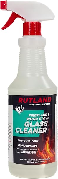 Rutland Fireplace Glass and Hearth Cleaner for High Temperature Glass,