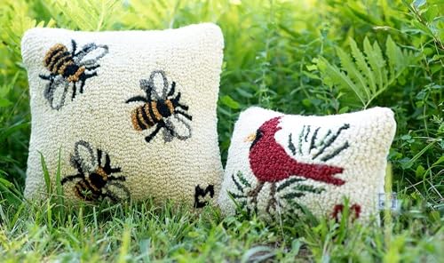 Chandler 4 Corners Artist-Designed Red Cardinal Hand-Hooked Wool Decorative Petite Throw Pillow (8” X 12”) Wildlife Pillow For Couches & Beds - Easy Care & Low Maintenance - Nature & Bird Pillow #TOP3