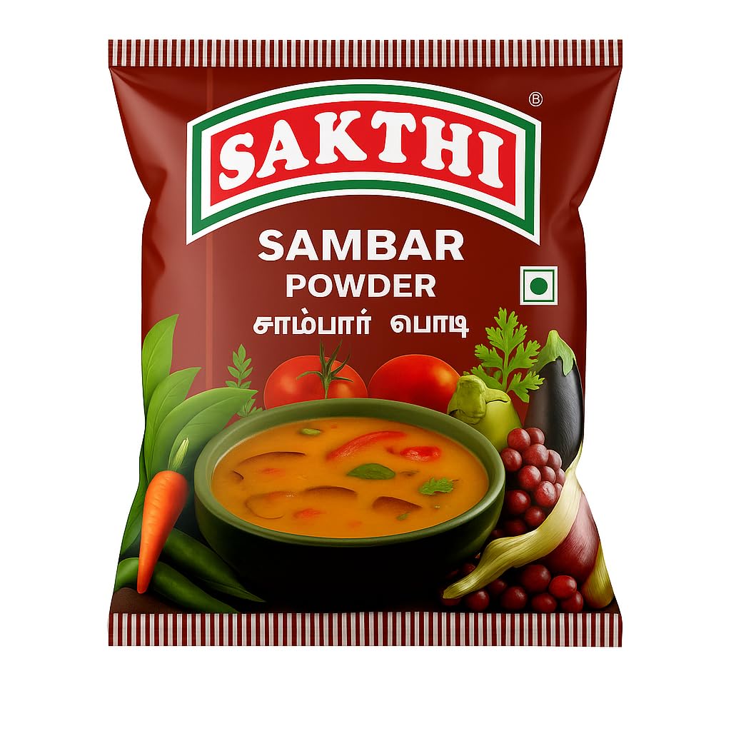 SAKTHI South Indian Flavoured Sambar Powder for Cooking 50 g (Pack of 6) | 100% Vegetarian Mixed Masala for Sambar Preparation | Rich Aroma & Flavor | Sambar Masala Powder | Spices Blend Sambar Podi - The Queen of Spices !
