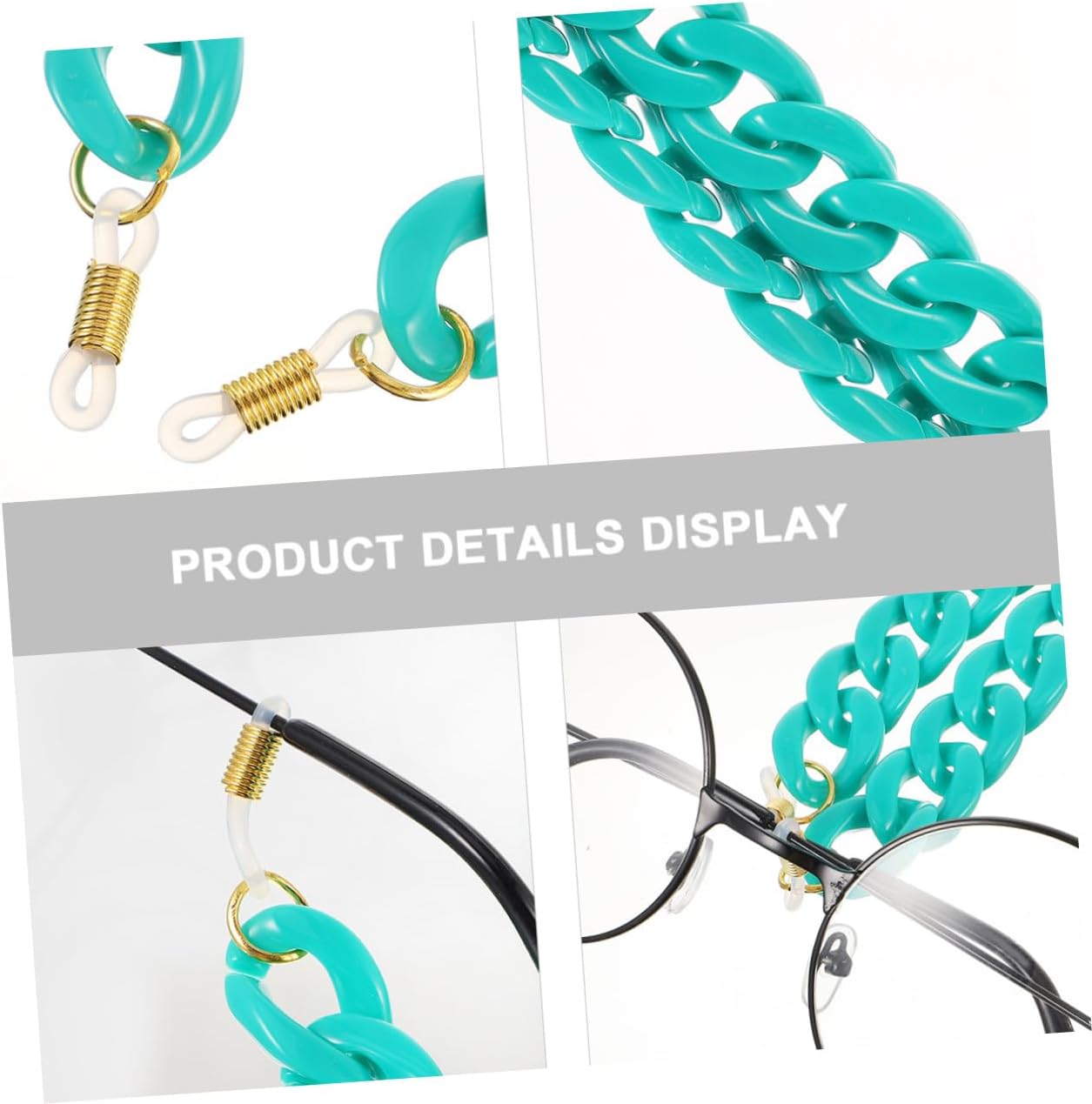 GANAZONO Acrylic Candy Color Anti-slip Eyeglasses Chain Strap, Green Fashionable Eyeglasses Cord Pendant for Women, Lightweight Glasses Accessory for Reading and Sunglasses Use