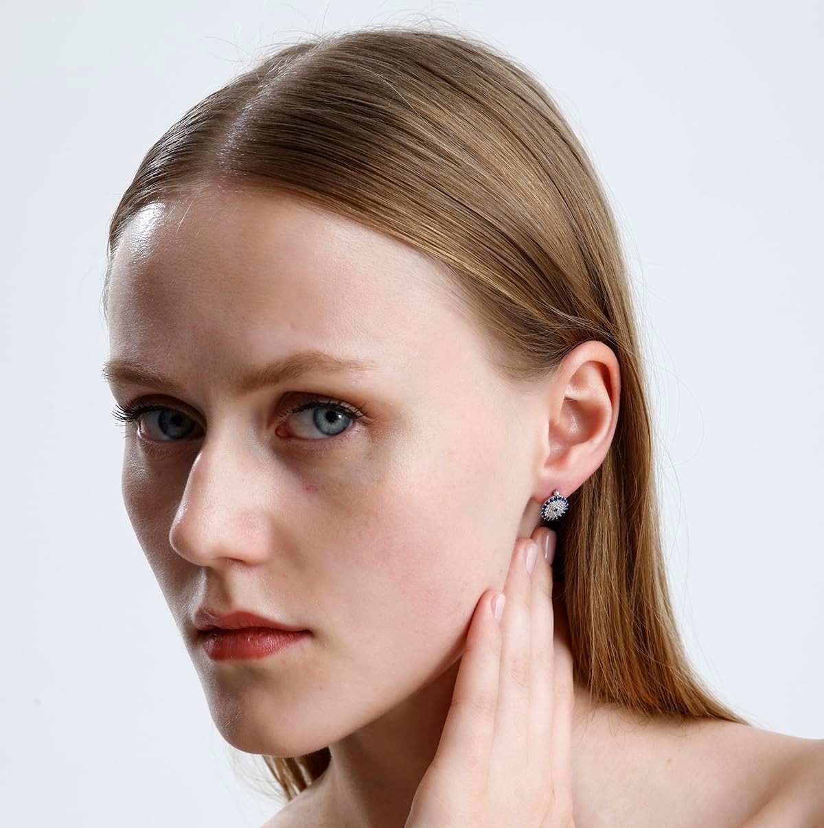 925 Sterling Silver Evil Eye Clip Earrings | Blue Zircon Circle Design for Protection | Women’s Rhodium Jewelry Gift - Image 5