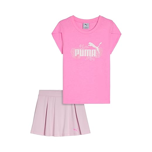 Puma Conjunto de camiseta e saia curta para meninas, rosa pixel, 4