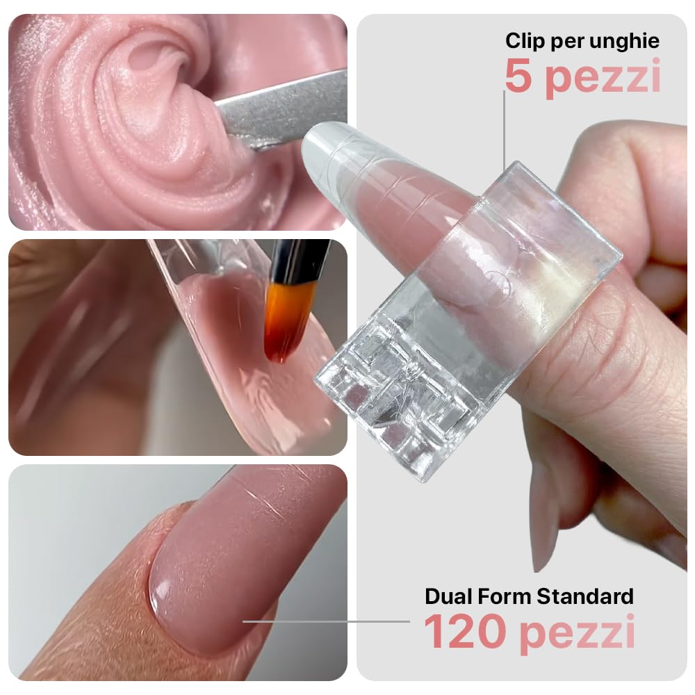 Benail Kit unghie gel completo Nude Acrigel polygel dual form anti-graffio anti-ingiallimento HEMA Free TPO Free Guida Inclusa