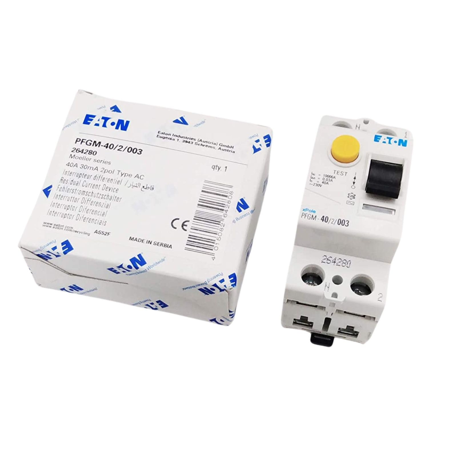 Interrupteur Différentiel pour Piscine - 40A 30 MA - Monophasé- Protection des Personnes - Spécial Piscines et Pièces Humides