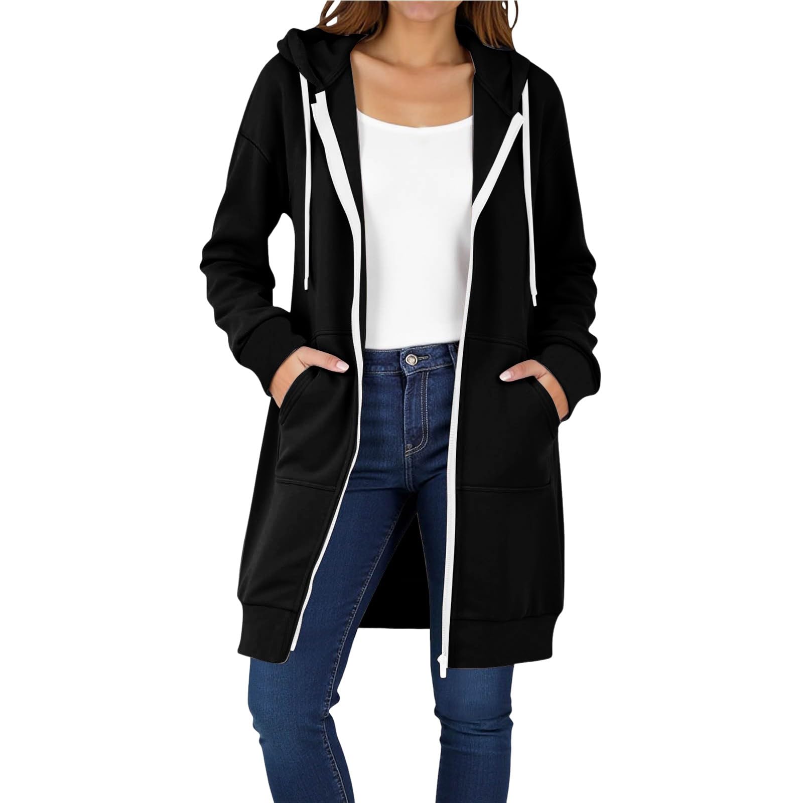 Sudadera Con Capucha Y Cremallera Mujer Oversize - Chaqueta Holgada De Felpa Para Otoño E Invierno