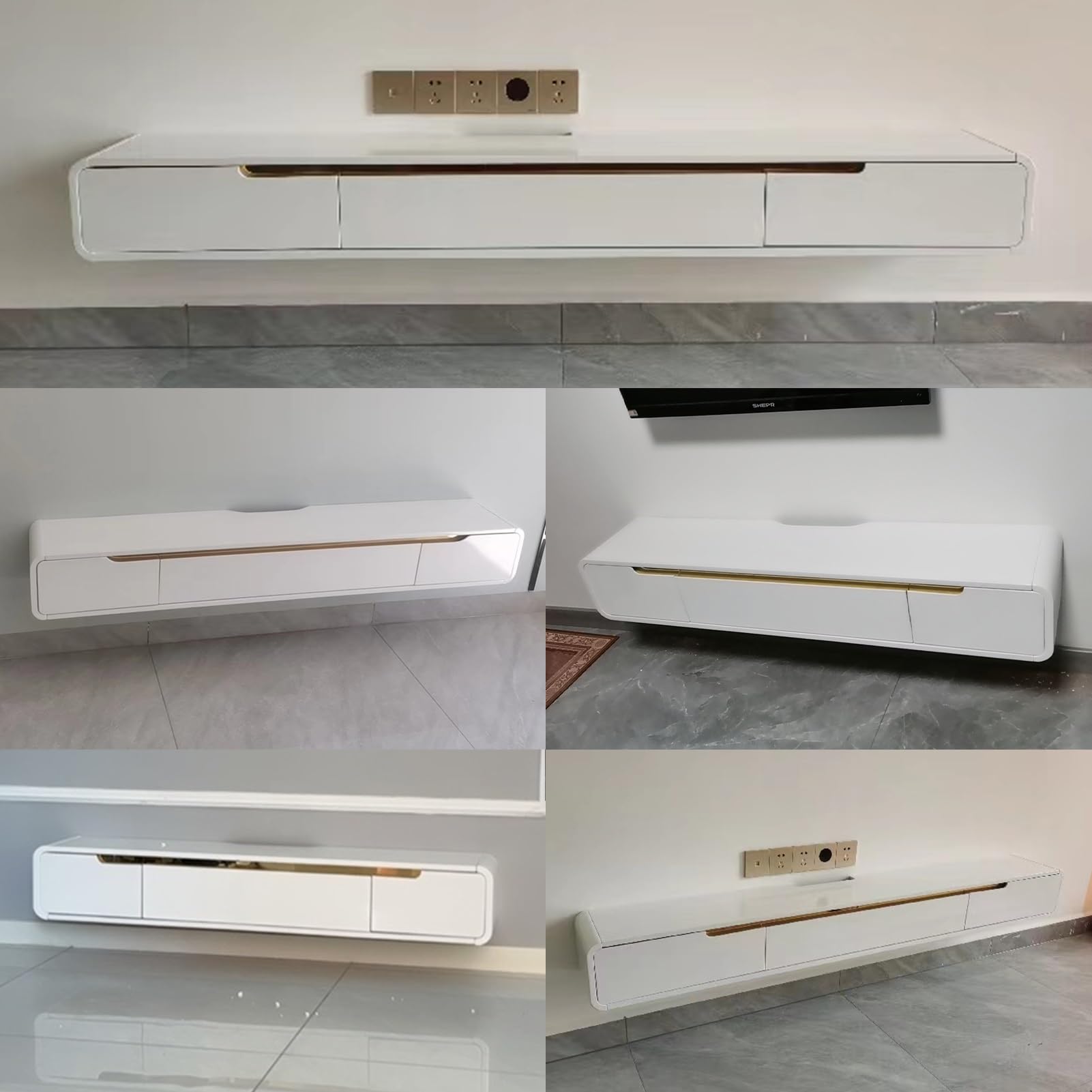Moderne TV Wandhalterung mit Kabelmanagement Elegante Schwarz Schwimmende TV Konsole für Fernseher bis 60 Zoll Stilvolle Home Entertainment Lösung