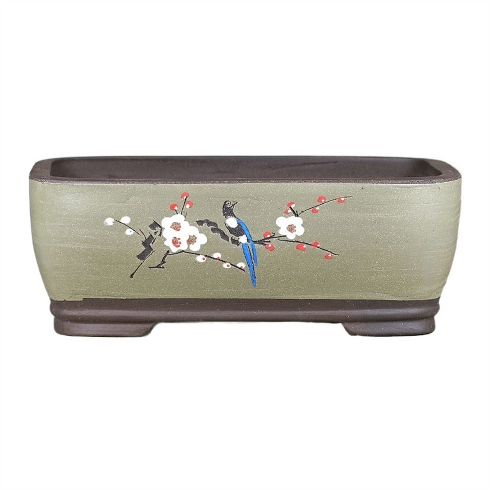 Planters Purple Sand Flower Pot Begonia Bonsai Pot Simple Rectangular Extra-large Plant Pot Planter with Drainage Holes (Green)