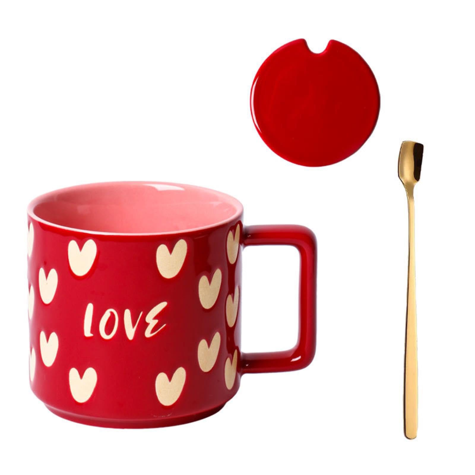 Amazon.com | 400ml/13.5oz Large capacity American style mug Couple with  spoon lid coffee mug retro ins style drinking cups Suitable for office home  restaurant-Favored - Red,401-500ml: Espresso Cups