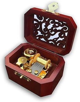 BinkeGG Play (You are My Sunshine) Brown Wooden Hollow Out Octagonal Music Box with Sankyo Musical Movement (65 Tunes Option)