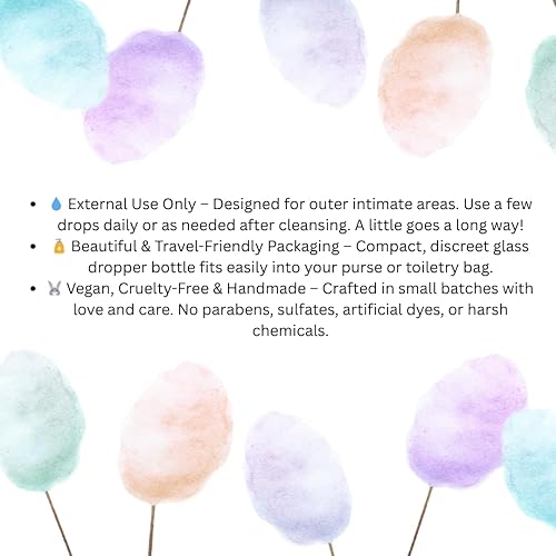 Miniatura 5 de Aceite de algodón de azúcar Yoni para mujer – Aceite íntimo femenino para equilibrio de pH, cabello encarnado e hidratación – Dulce perfumado