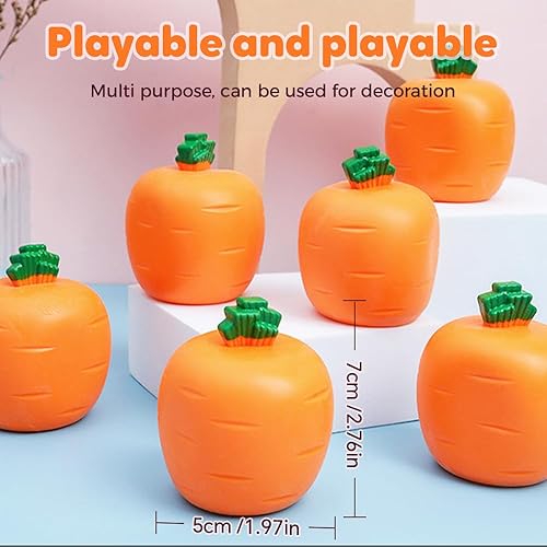 Miniatura 5 de Esenciales para cesta de Pascua, conejo de zanahoria desplegable, conejo de Pascua hecho a mano, divertido y novedoso para apretar zanahoria, conejo