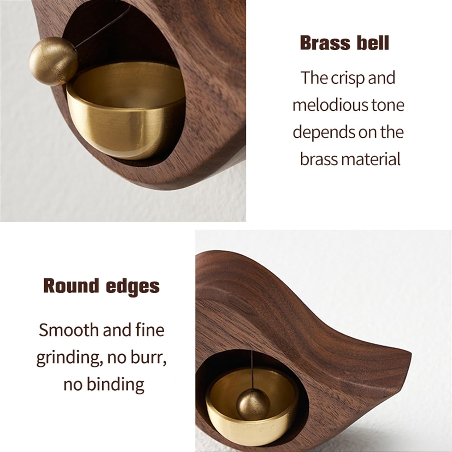 Magnetic Wooden Doorbell, Shopkeepers Bell for Door Opening, Bird Hanging Bell, Suitable for Wooden Doors, Glass Doors, Refrigerators